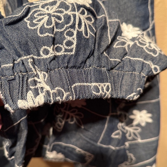 POL Boho blue with white floral embroidery jogger pants size small NEW - Picture 5 of 7